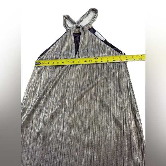 LUSH Metallic Silver Pleated Halter Mini Dress Size Small S Style DR94409 - Picture 7 of 8
